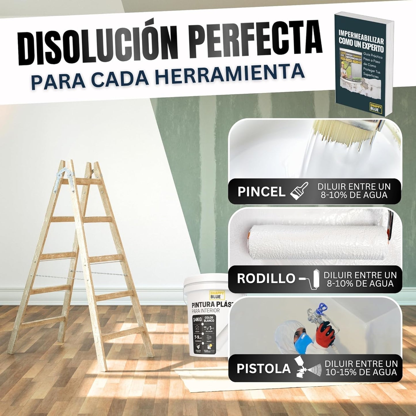 Pintura plástica blanca mate para interior | Snappyblue®